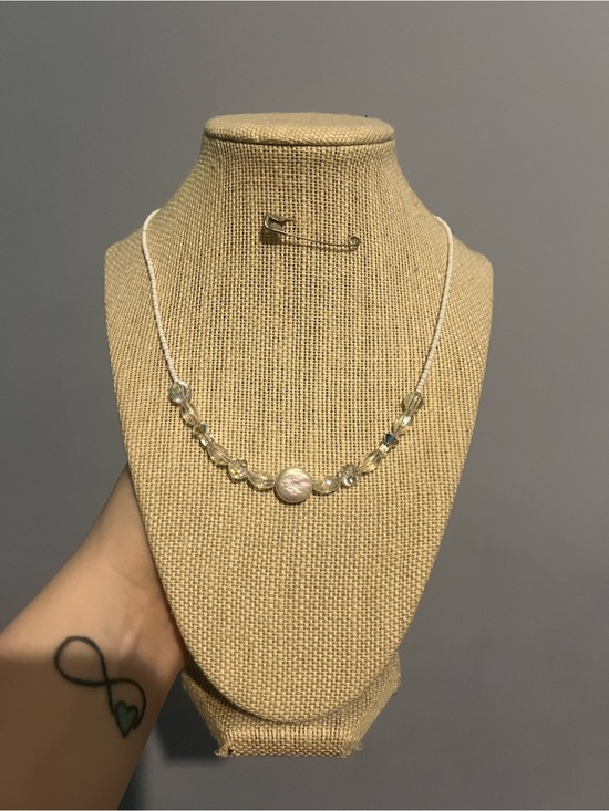 Jewelry - #6. Handmade Pearl & White Seed Bead Necklace with AB Faceted Beads
